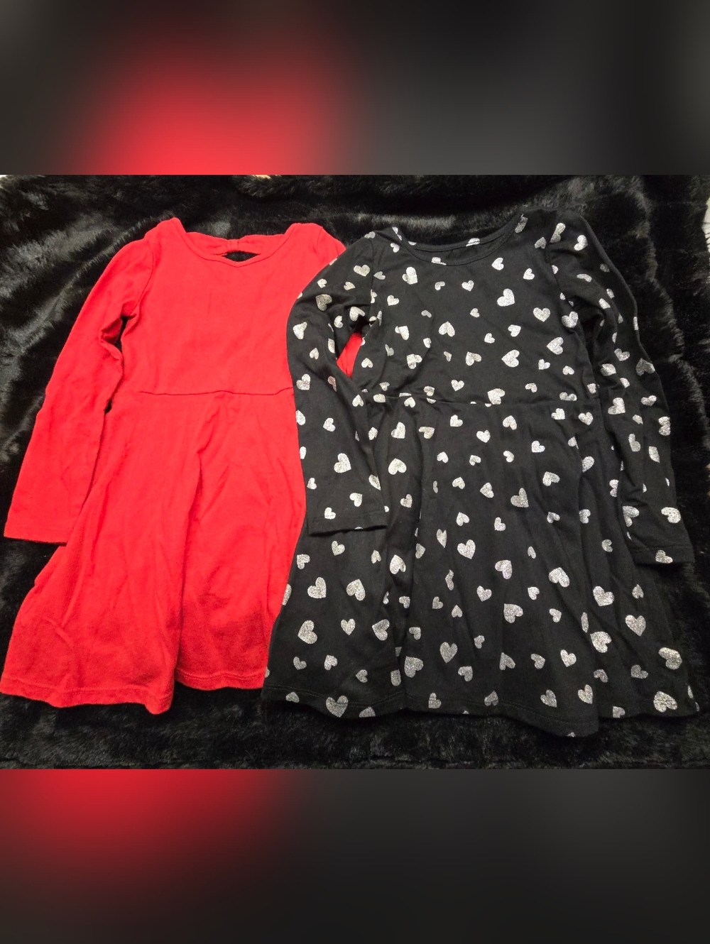 The Children's Place Girls' Red & Black Heart-Print Long-Sleeve Dresses